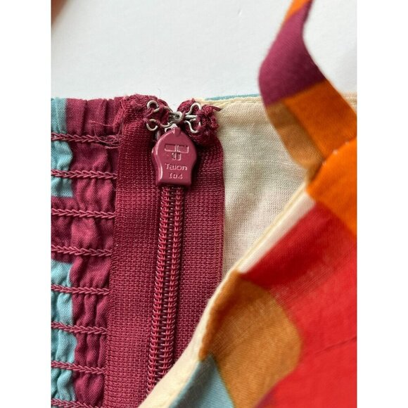 Fossil Babydoll Maxi Dress XS 100 % Cotton Lined Geometric Artsy Beachy Summer - Picture 7 of 11